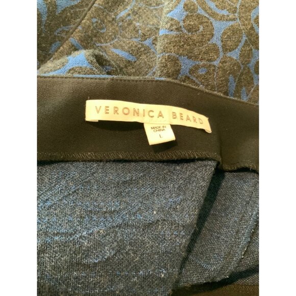 Veronica Beard Blue & Black Baroque Scroll Flounce Mini Skirt, Size Large - Picture 7 of 8